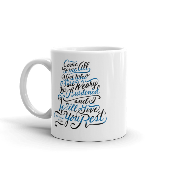 "He Will Give You Rest" Mug